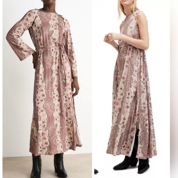All Saints Dresses & Skirts - All Saints Susannah Cascade Maxi Dress Removable Sleeves Boho Floral US Size 0